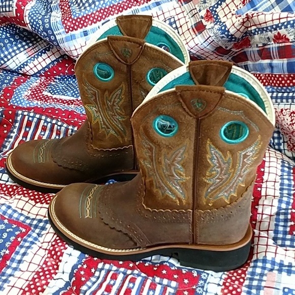 ARIAT Fat Baby Western Blue Brown Boots sz 7.5 EUC - Picture 6 of 8